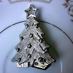 Silver Christmas Tree Brooch